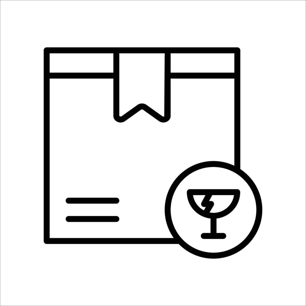 Fragile box line icon vector