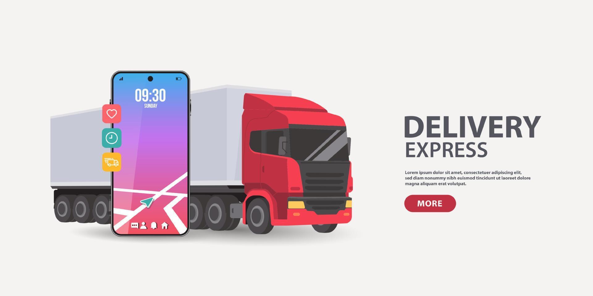 3d Vector of Express delivery Fast delivery and Tracking. Fast delivery, express and urgent shipping concept.