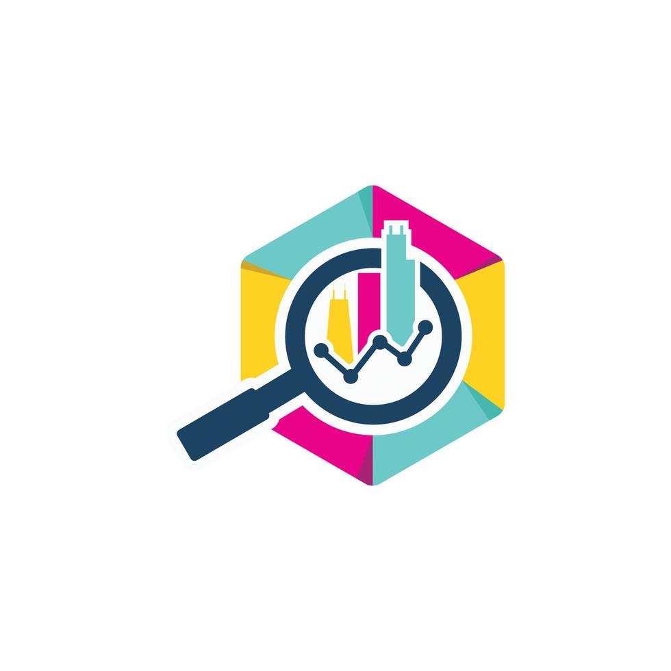Hexagon colorful searching business finance logo vector