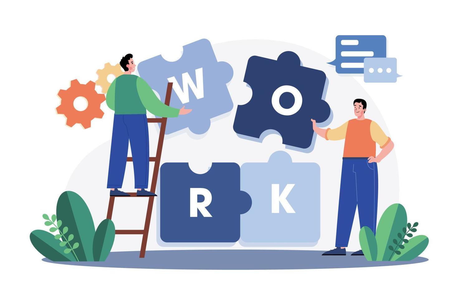 Teamwork Illustration concept. A flat illustration isolated on white background vector