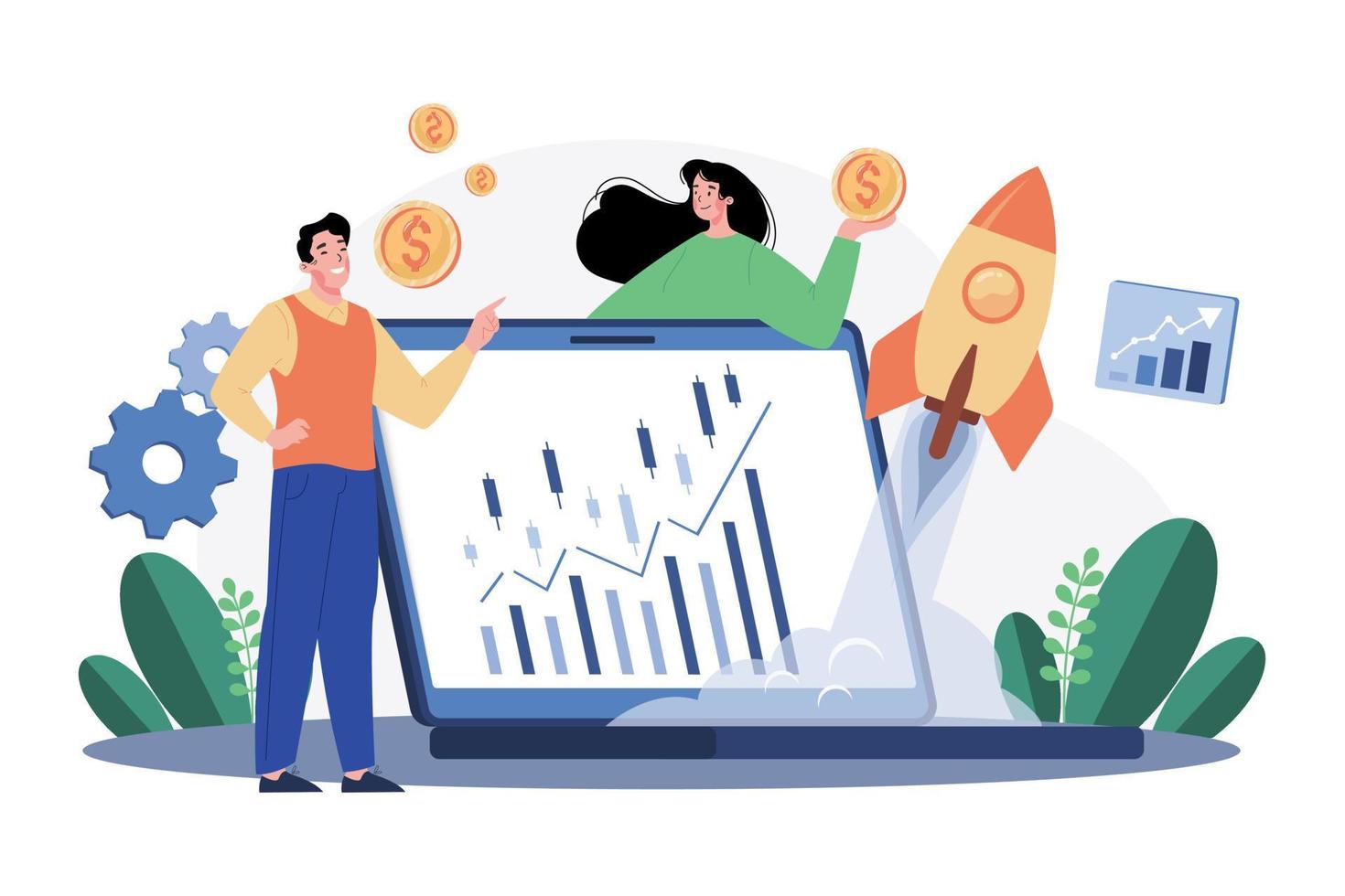 Stock Market Research Illustration concept on white background vector