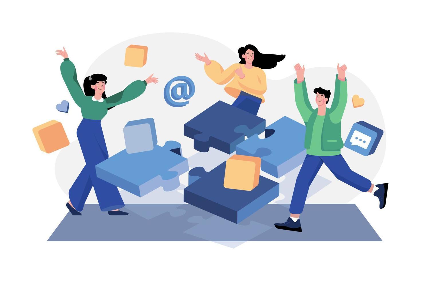 Team in social networks working. vector