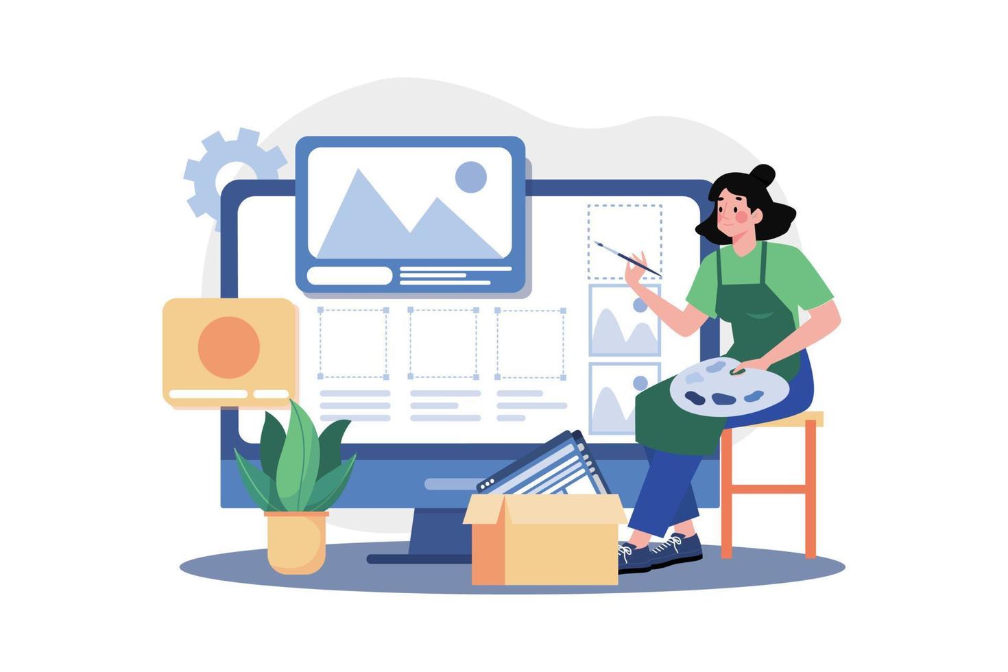 UI Designer Illustration concept on white background vector