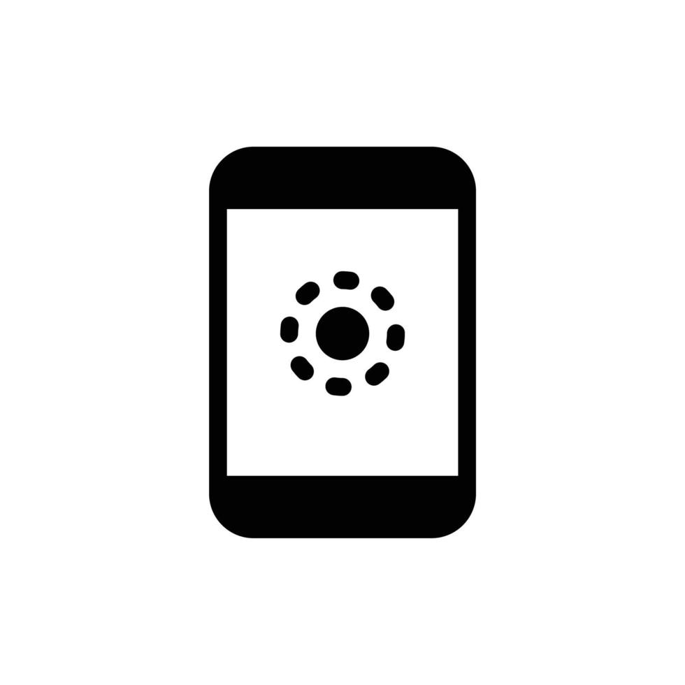 icono de carga del teléfono o huella dactilar en pantalla en estilo sólido negro vector