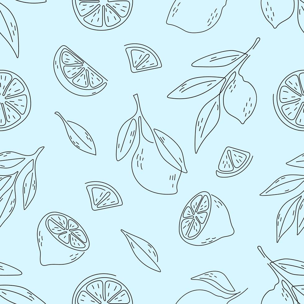Seamless pattern of hand drawn lemons. Doodle hand drawn pattern vector