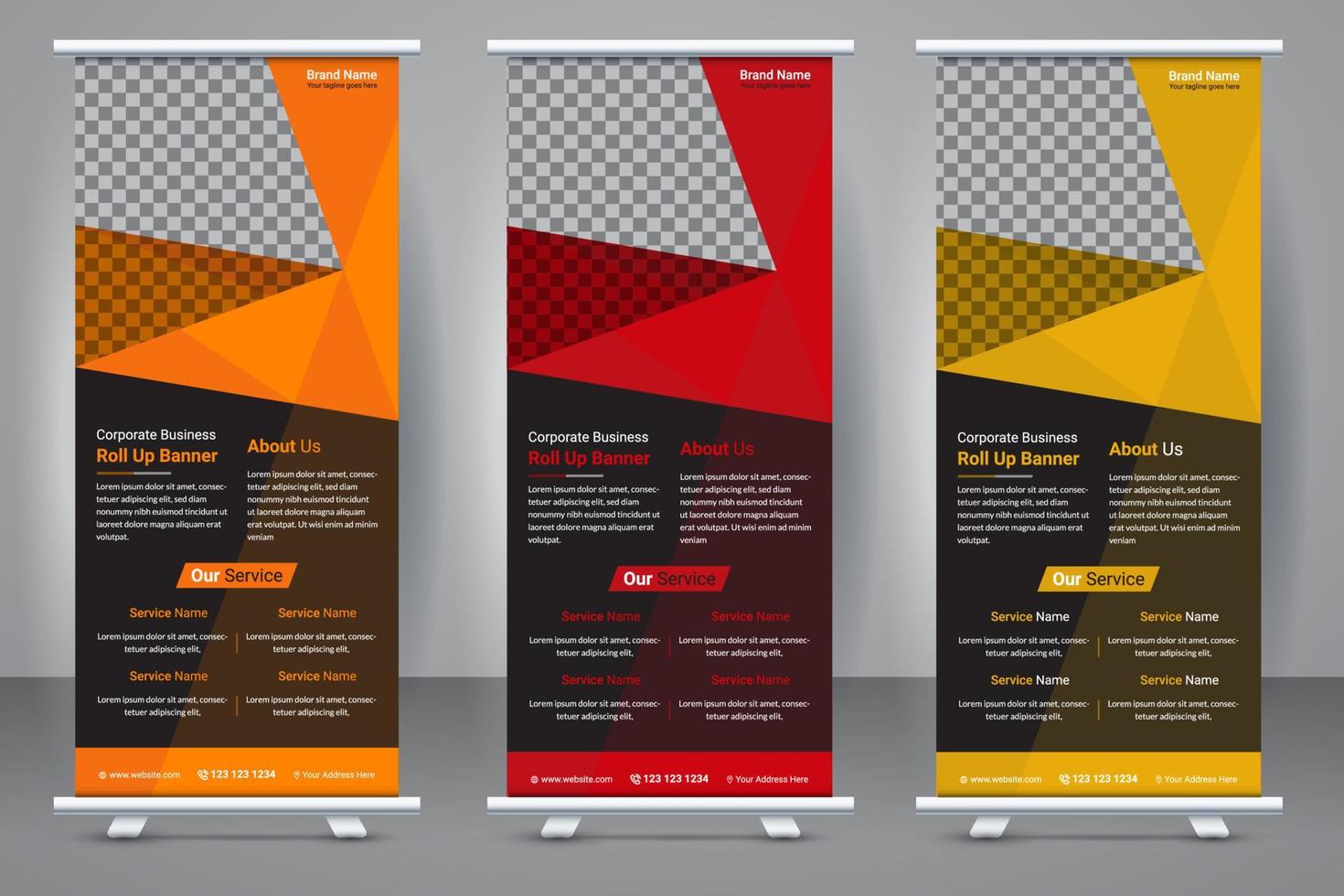 Elegant business roll-up banner template design. Creative modern abstract corporate standee X banner layout template. vector