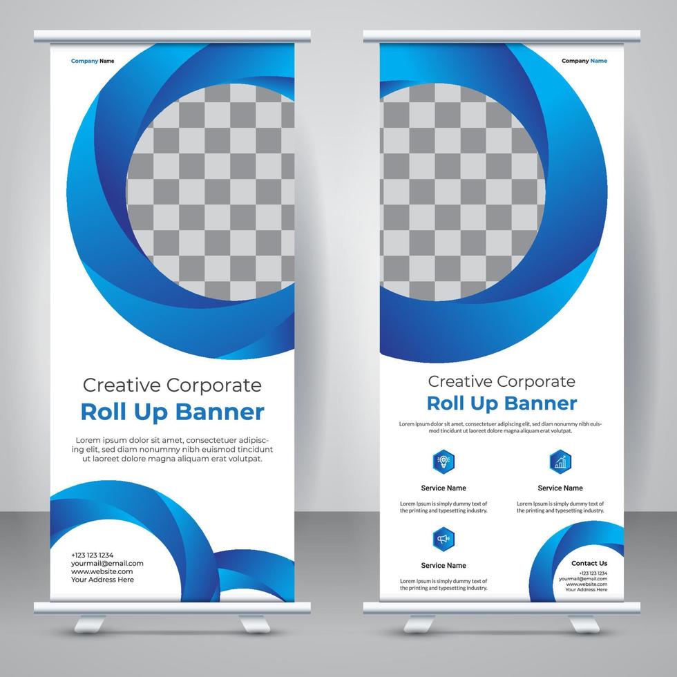 diseño de plantilla de banner enrollable moderno y creativo. plantilla de diseño de banner x standee corporativo abstracto de negocios elegante. vector