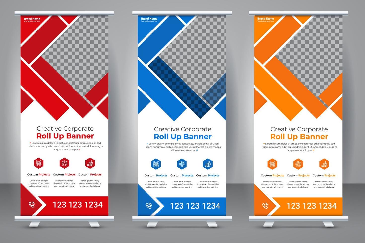 Elegant business roll-up banner template design. Creative modern abstract corporate standee X banner layout template. vector