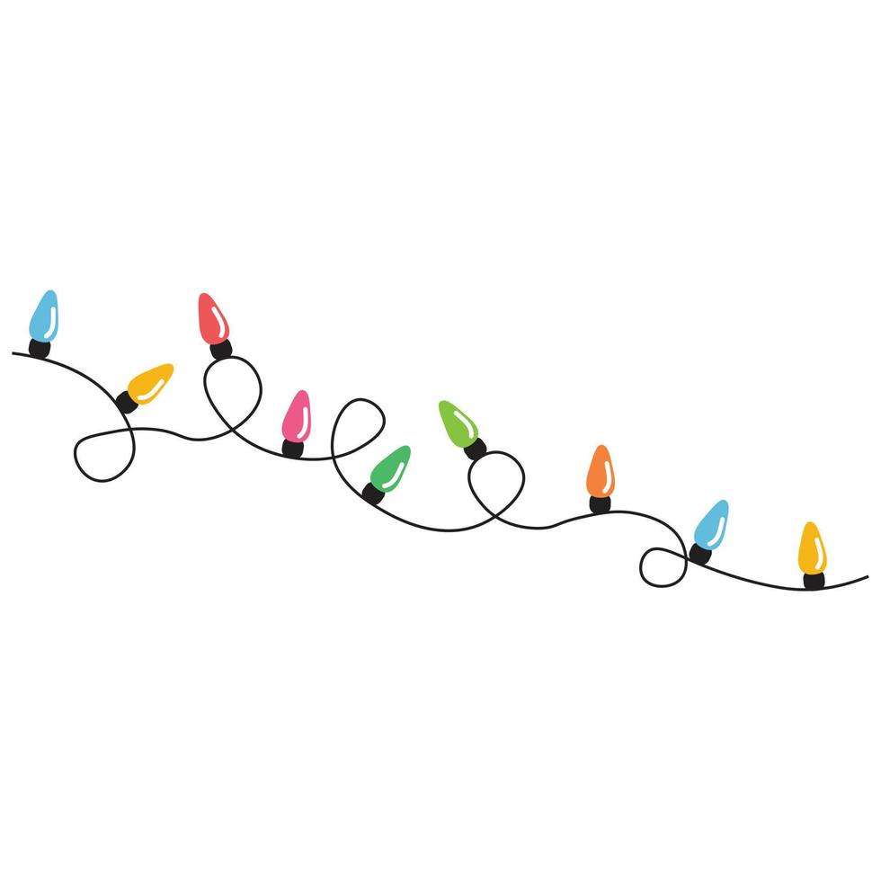 cadena de luces de navidad aislado en vector de fondo blanco