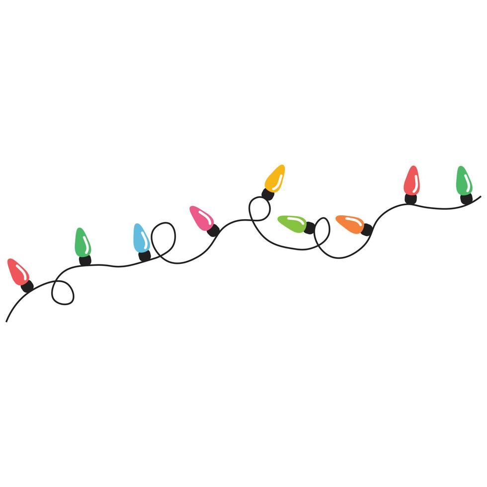 Christmas lights string isolated on white background vector