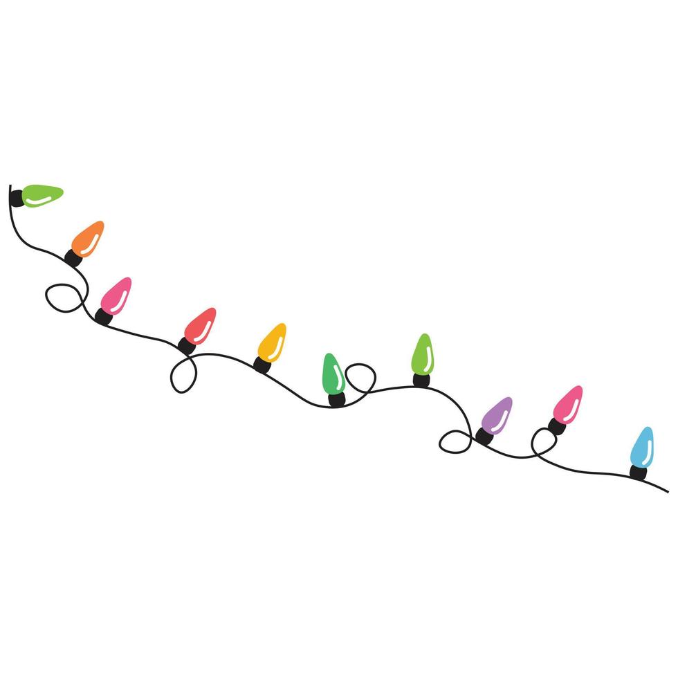 cadena de luces de navidad aislado en vector de fondo blanco