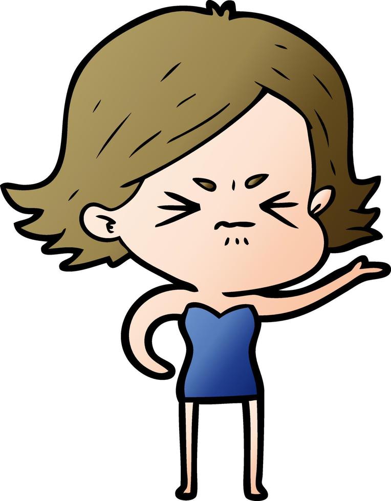 cartoon angry girl vector