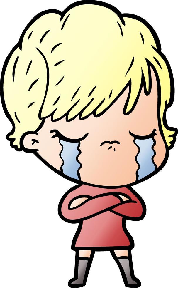 cartoon woman crying vector