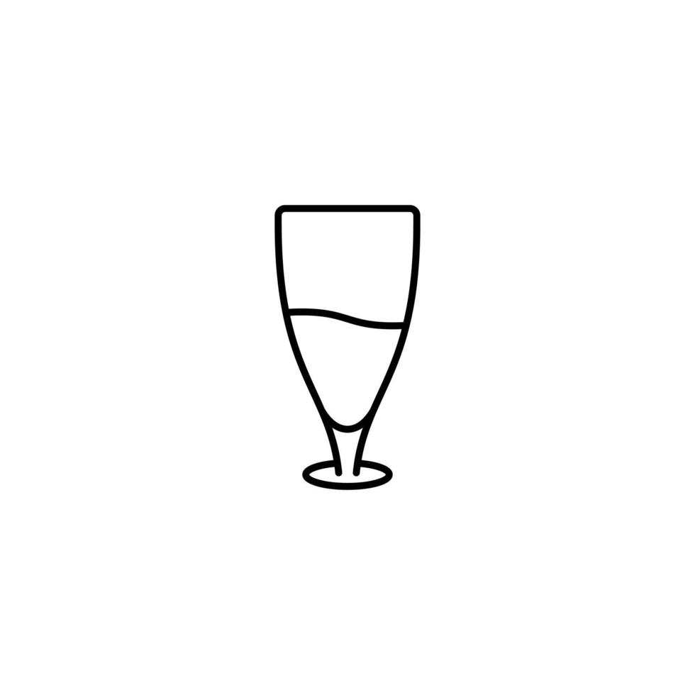 juice glass icon with half filled with water on white background. simple, line, silhouette and clean style. black and white. suitable for symbol, sign, icon or logo vector