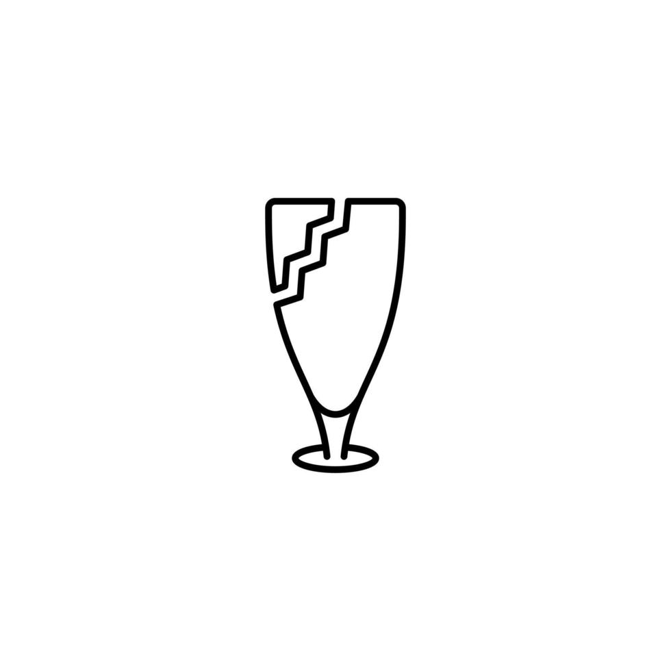 broken juice glass icon on white background. simple, line, silhouette and clean style. black and white. suitable for symbol, sign, icon or logo vector