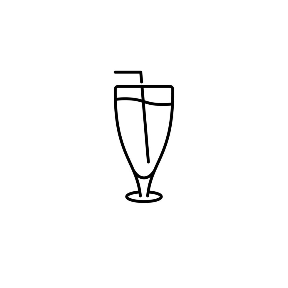 juice glass icon with straw on white background. simple, line, silhouette and clean style. black and white. suitable for symbol, sign, icon or logo vector