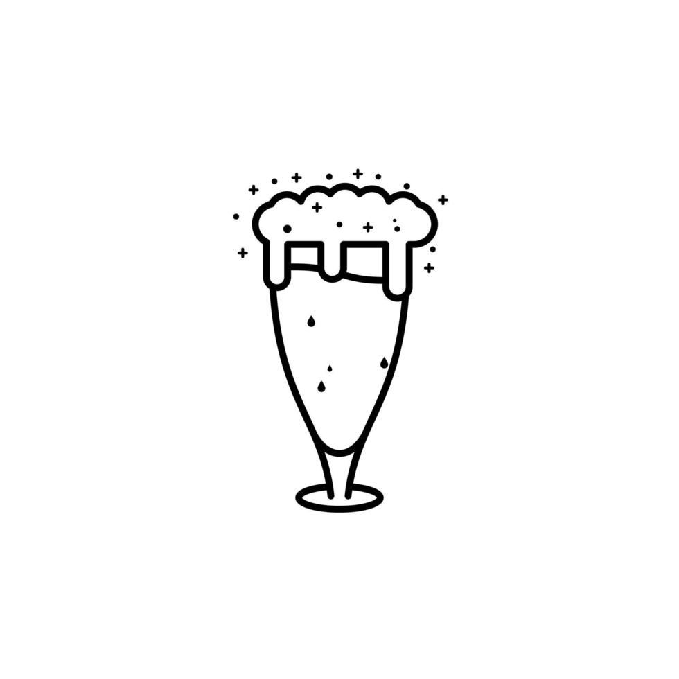 juice glass icon with soda and foam on white background. simple, line, silhouette and clean style. black and white. suitable for symbol, sign, icon or logo vector