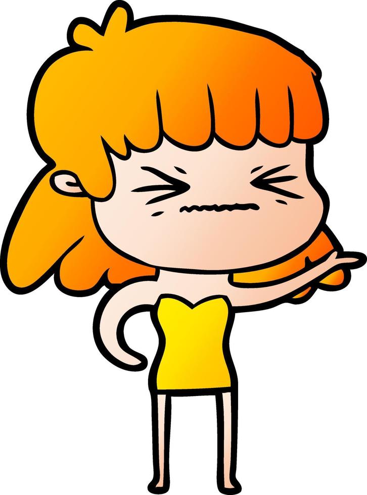 cartoon angry girl vector