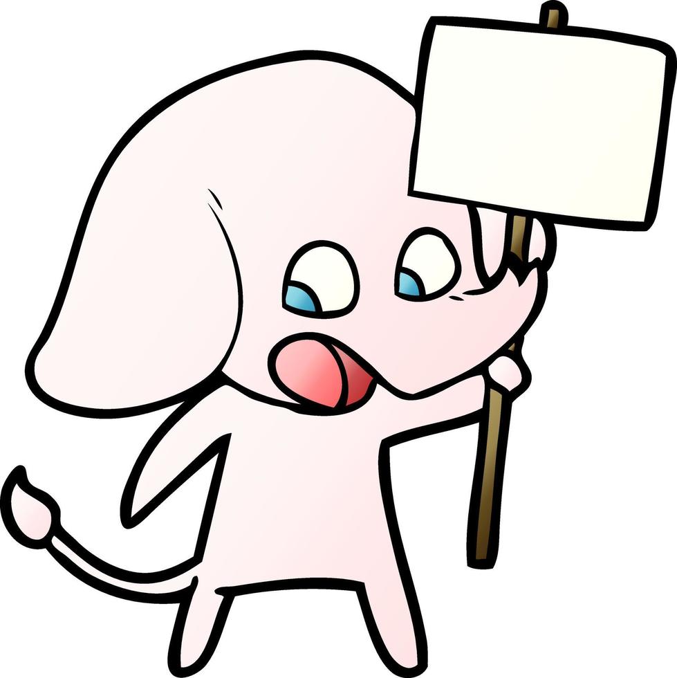 cute cartoon elephant holding placard vector