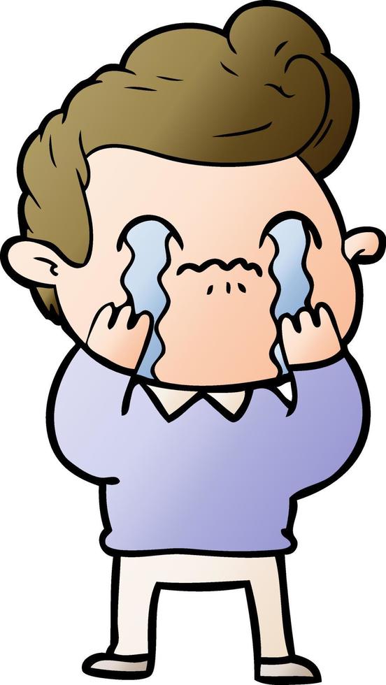 cartoon man crying vector