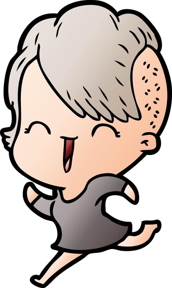 cartoon happy hipster girl vector