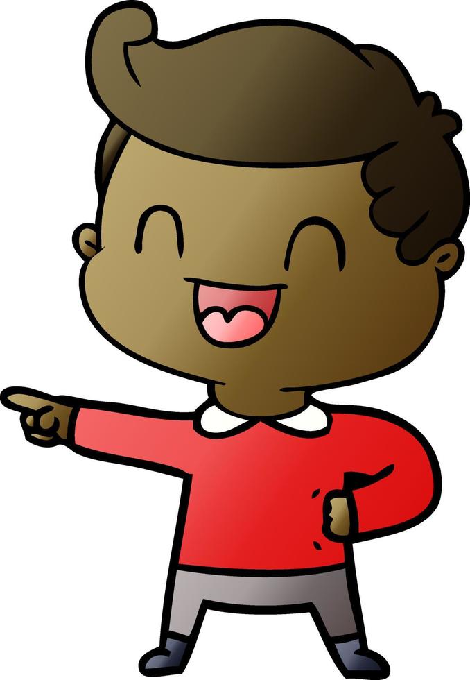 cartoon happy man pointing vector