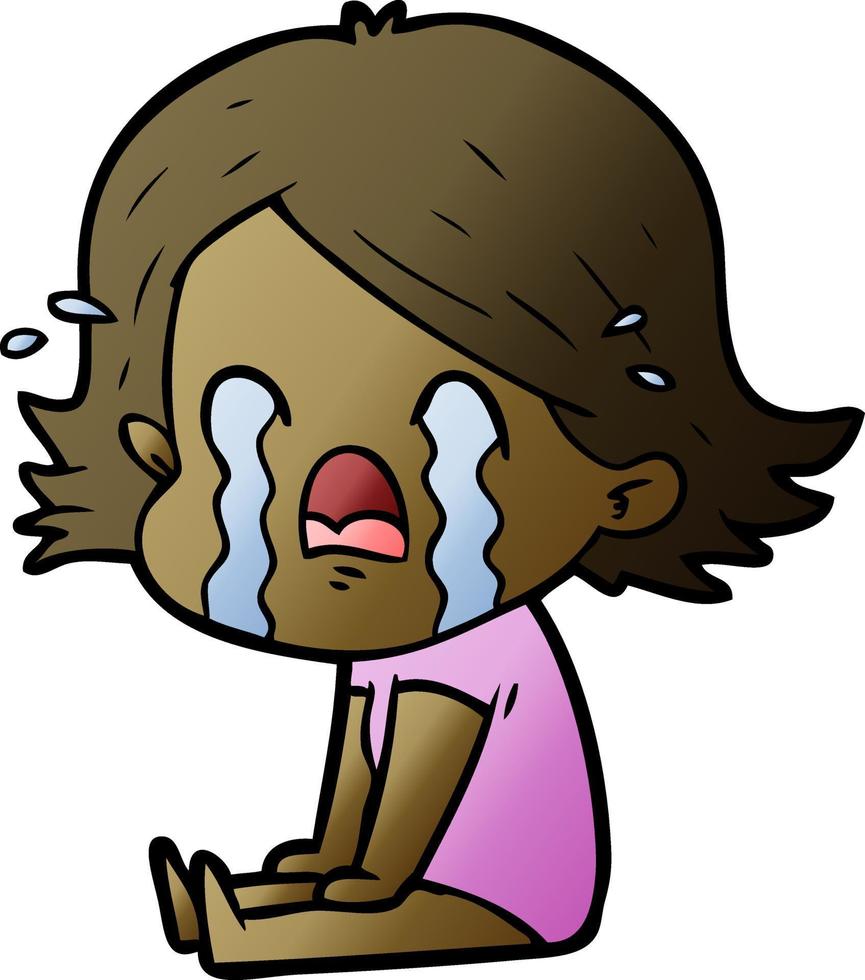 mujer de dibujos animados llorando vector