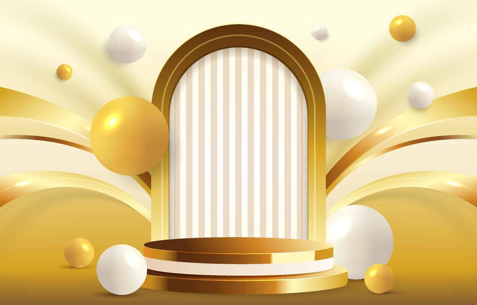 Gold and White Podium Background vector