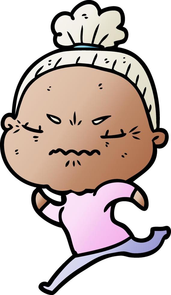 cartoon annoyed old lady vector