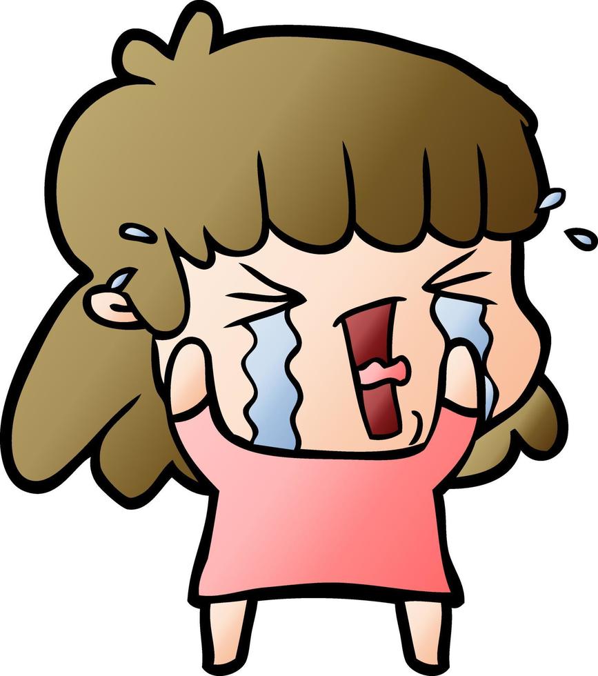 cartoon woman in tears vector