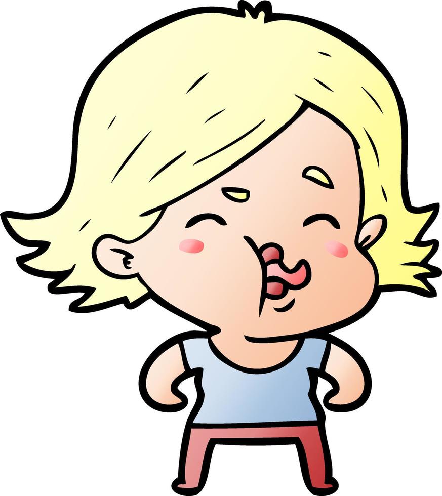 cartoon girl pulling face vector