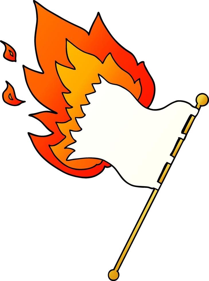 cartoon burning flag vector