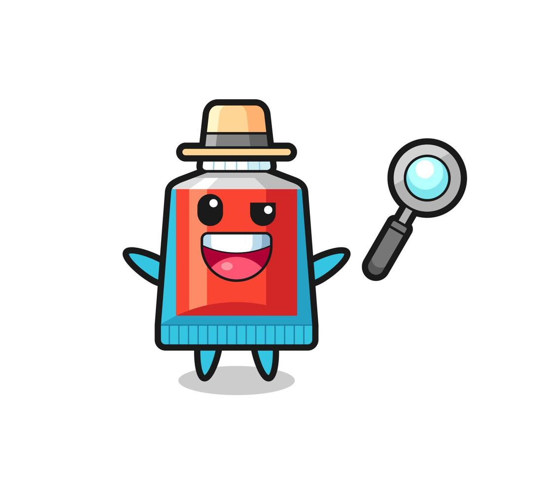 illustration of the toothpaste mascot as a detective who manages to solve a case vector
