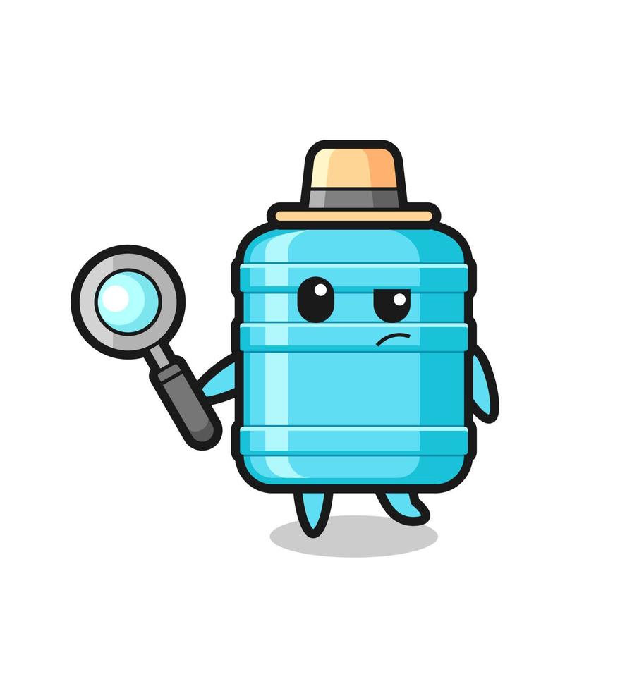 gallon water bottle detective character is analyzing a case vector