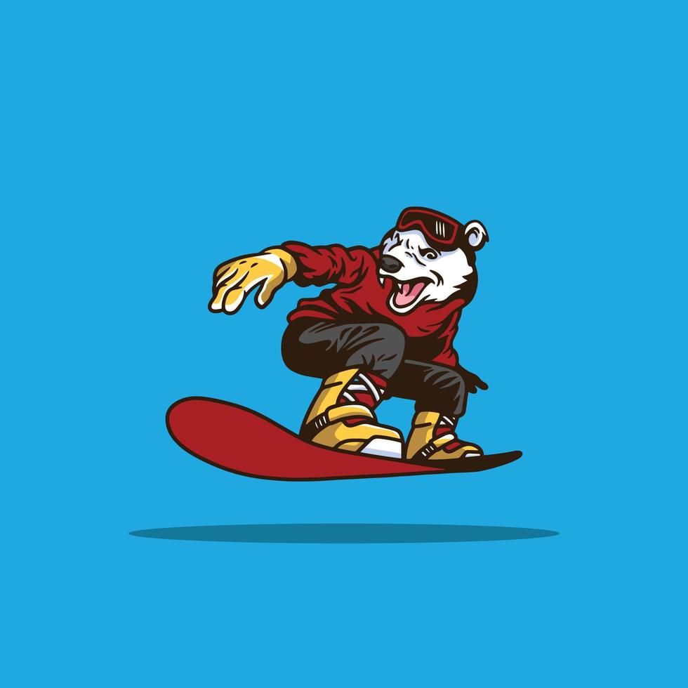 logotipo de personaje de yeti de ilustración con snowboard vector