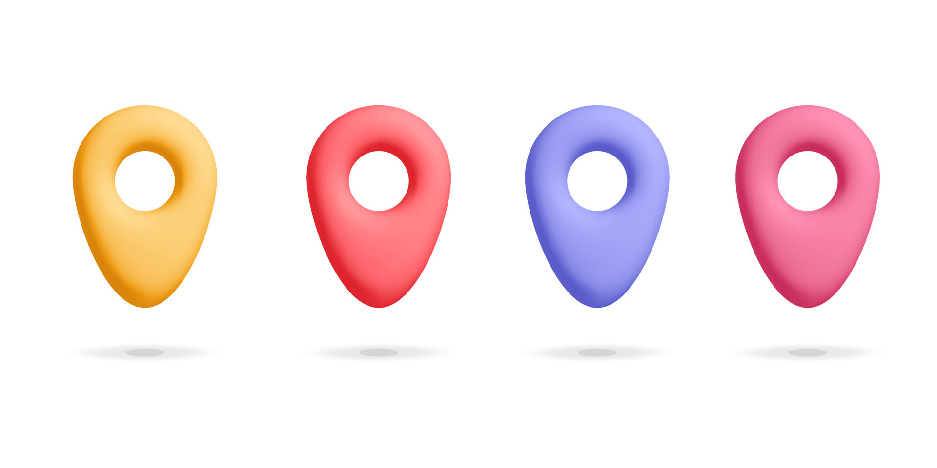 3d vector set of multicolor location pin cartoon render design