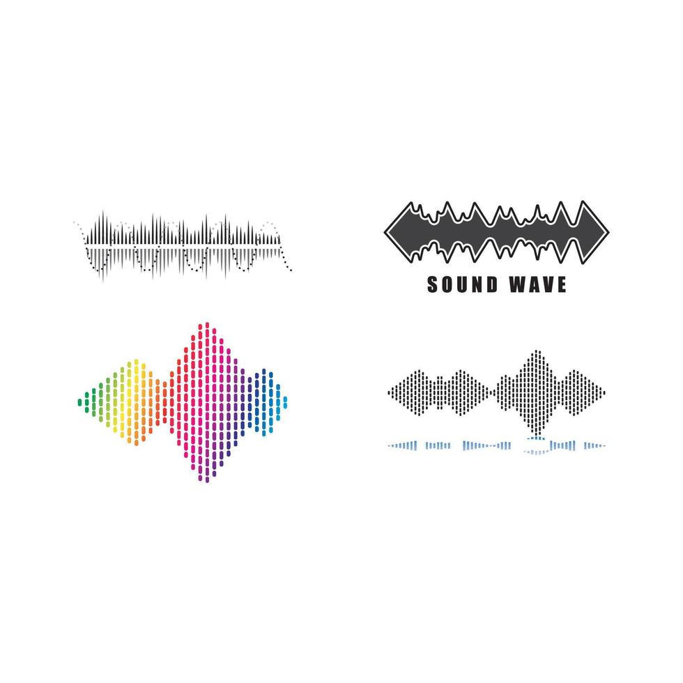 Sound waves set vector illustration