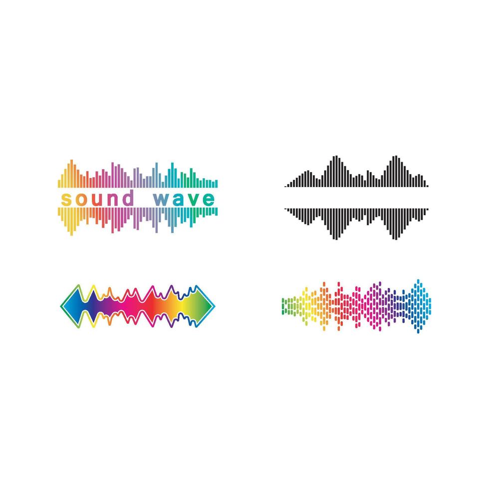 Sound waves set vector illustration