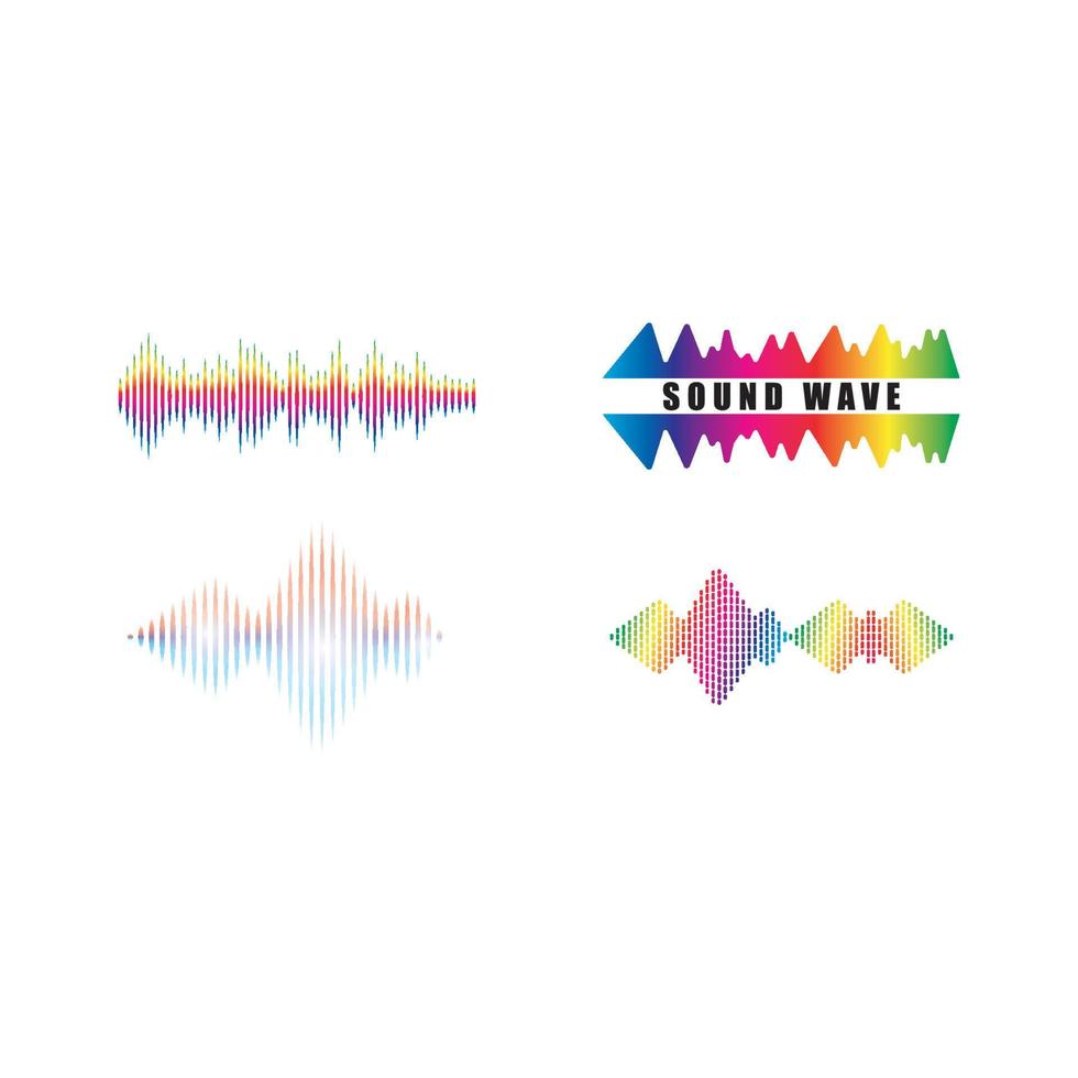 Sound waves set vector illustration