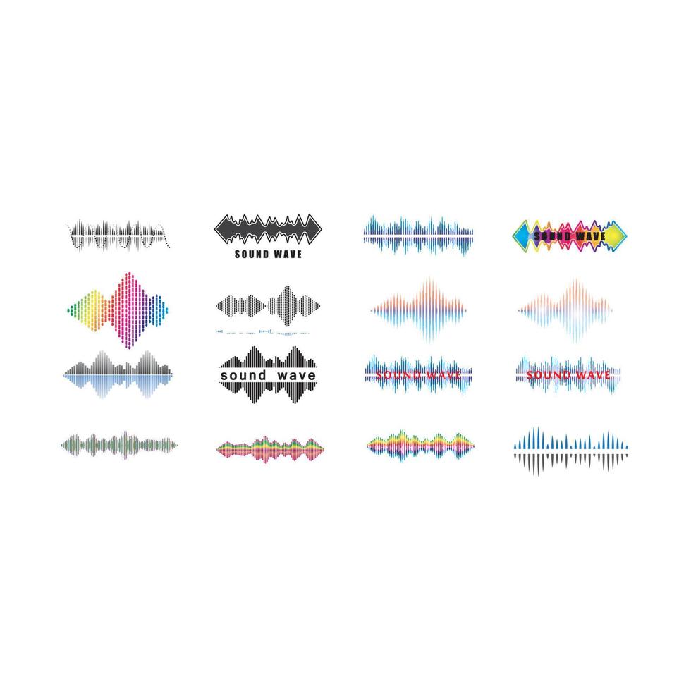 Sound waves set vector illustration