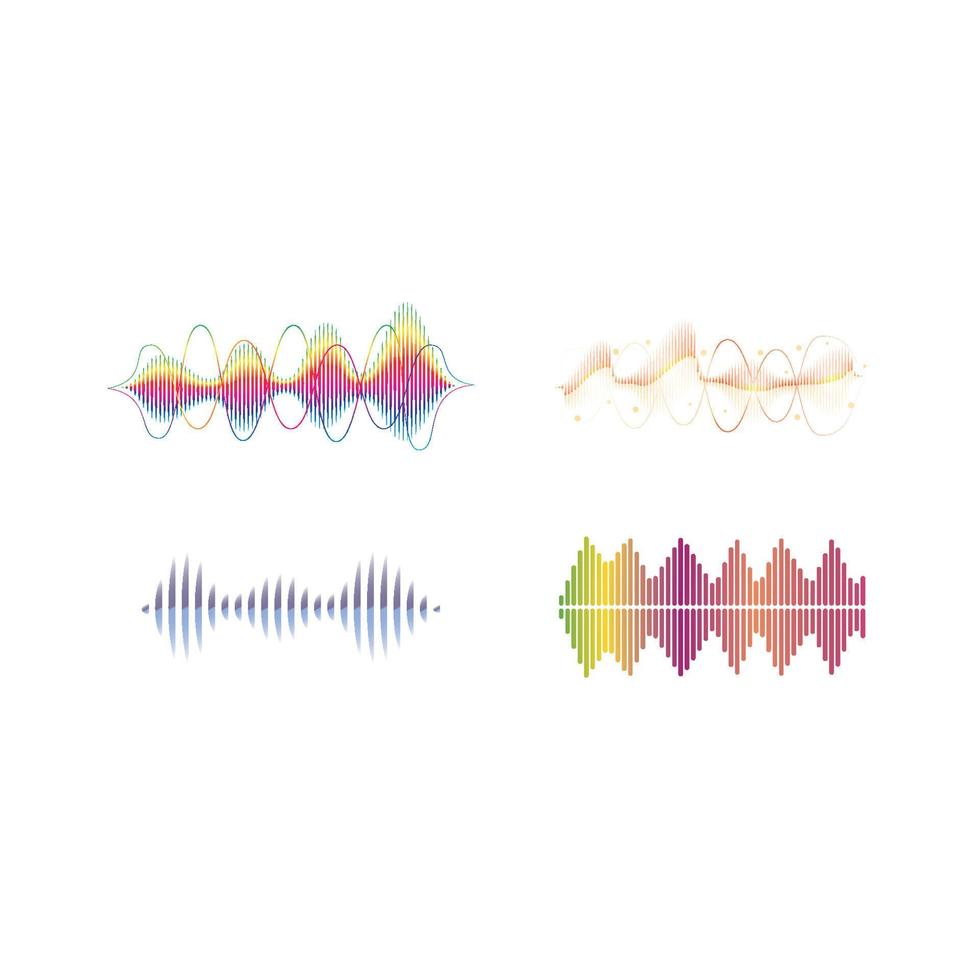 Sound waves set vector illustration