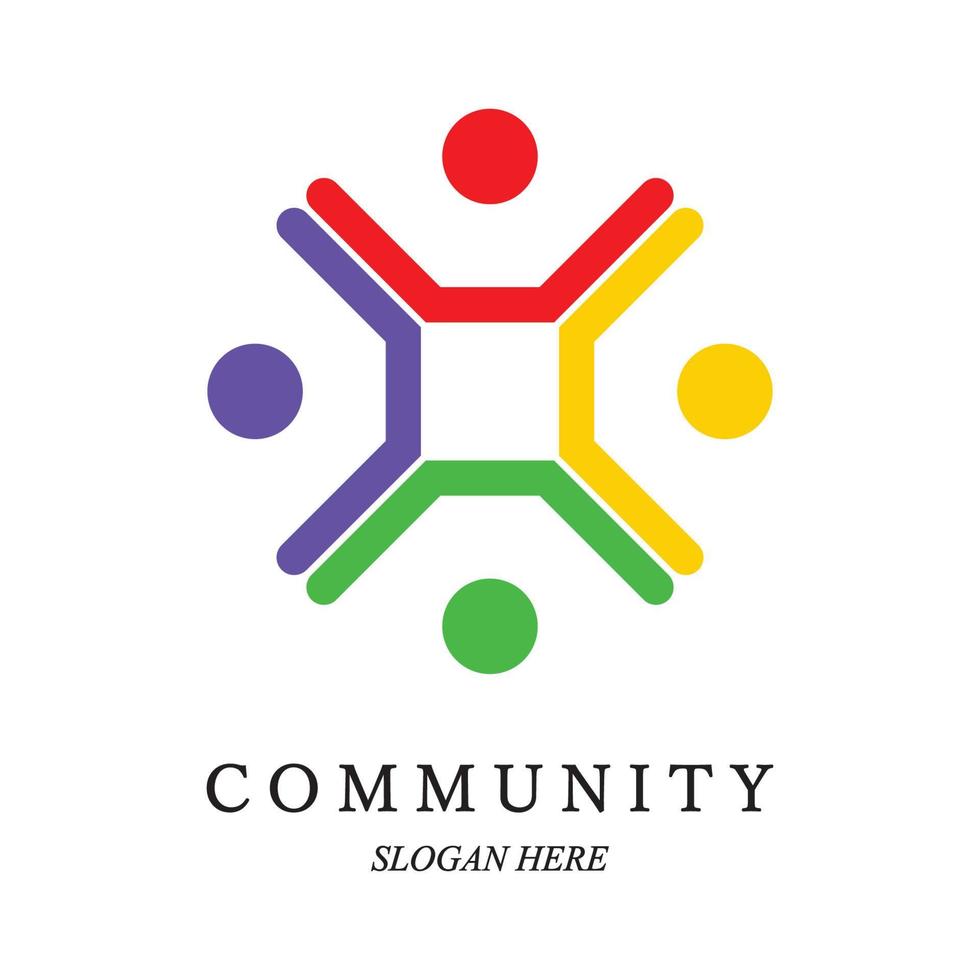 Team work logo template. Concept of community friendship, unity. Isolated on white background. Vector illustration
