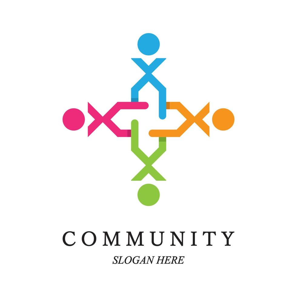 Team work logo template. Concept of community friendship, unity. Isolated on white background. Vector illustration