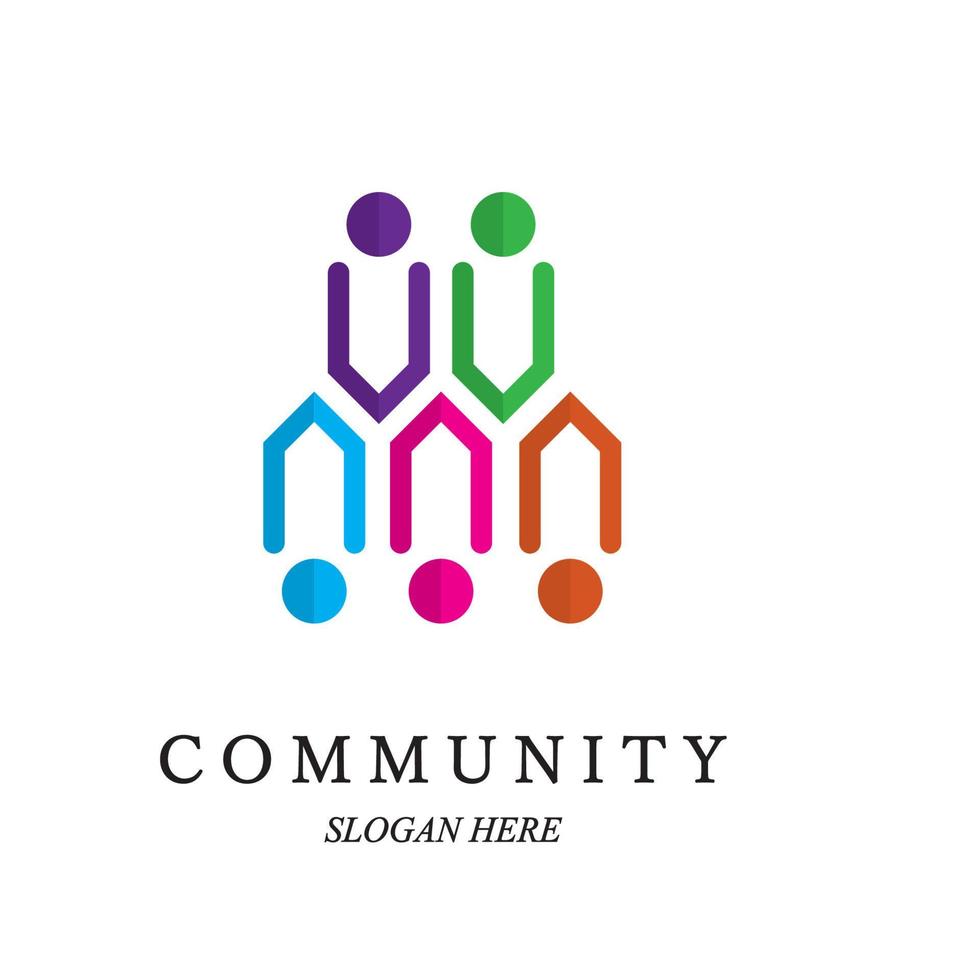 Team work logo template. Concept of community friendship, unity. Isolated on white background. Vector illustration
