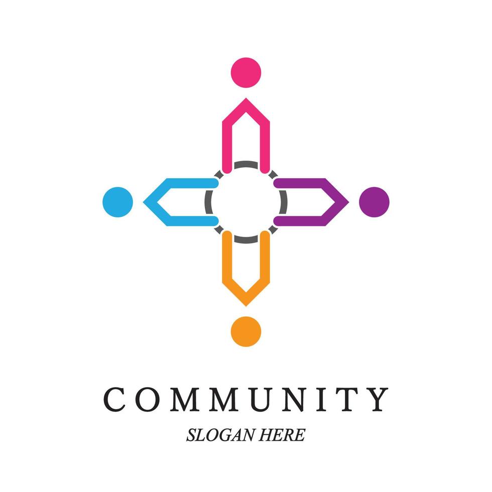 Team work logo template. Concept of community friendship, unity. Isolated on white background. Vector illustration