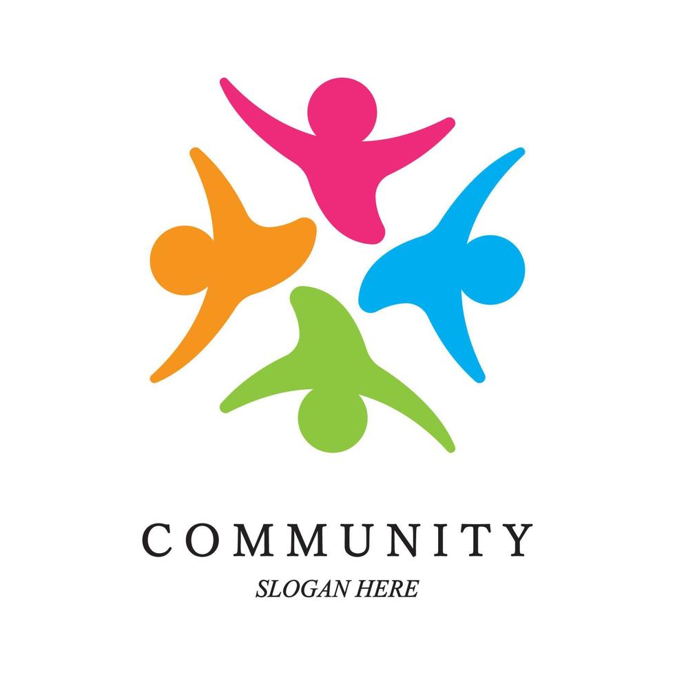 Team work logo template. Concept of community friendship, unity. Isolated on white background. Vector illustration