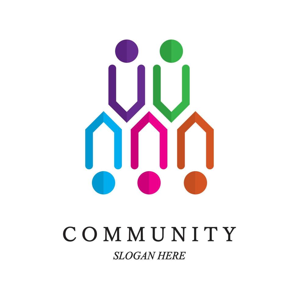 Team work logo template. Concept of community friendship, unity. Isolated on white background. Vector illustration