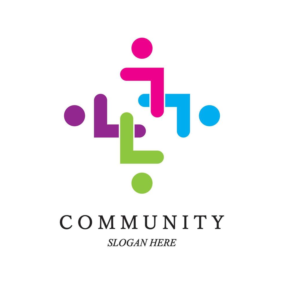 Team work logo template. Concept of community friendship, unity. Isolated on white background. Vector illustration
