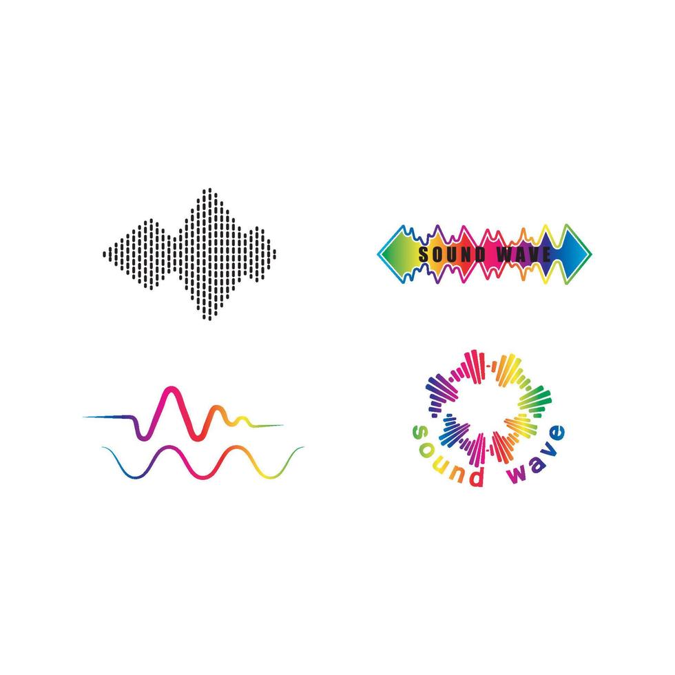 Sound waves set vector illustration