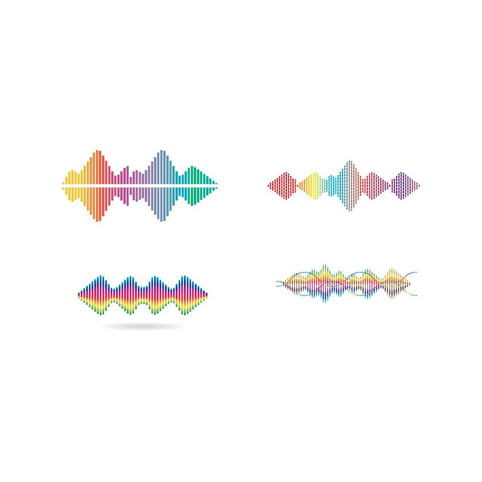 Sound waves set vector illustration